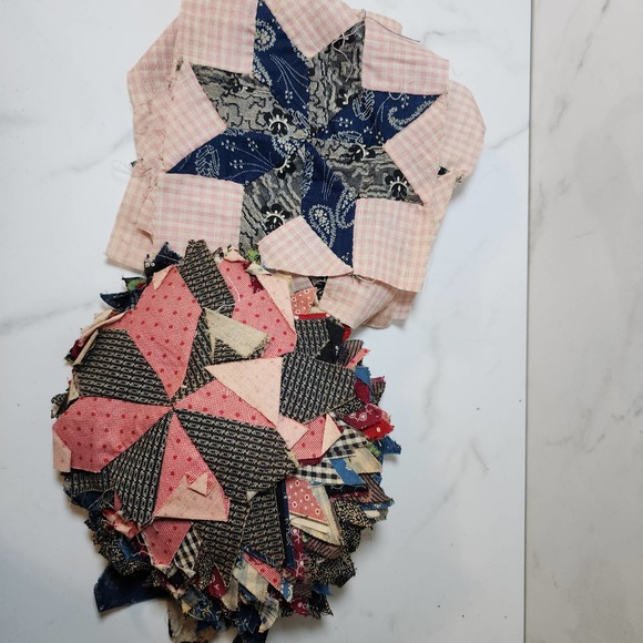Vintage Handmade Quilt Blocks 4 Point Star 105 Pcs Plus 8 Point Stars Stack - Picture 4 of 10